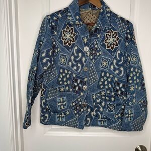 Vintage Jane Ashley Tapestry Jacket Western Metal Buttons Size Small